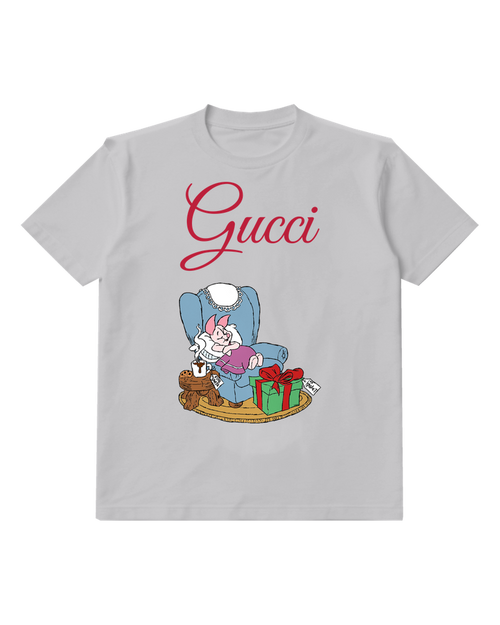 Light Gray Piglet Naps In Armchair Graphic T-Shirt - front product view