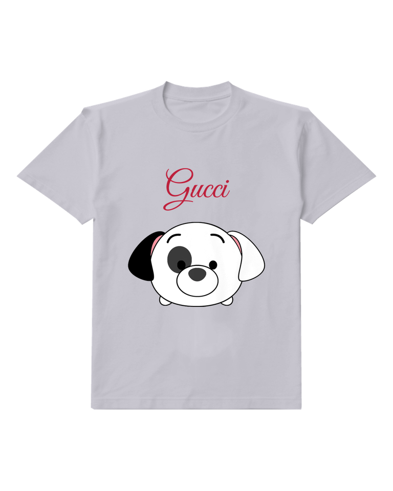 Light Gray Spotted Puppy Face Graphic T-Shirt - front product view