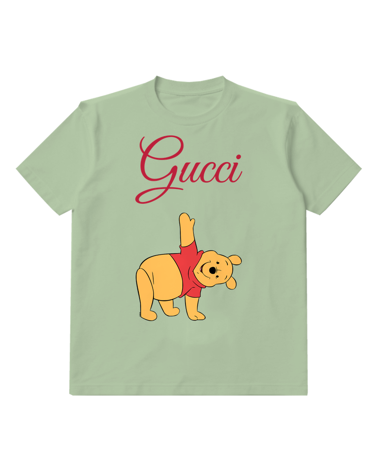 Sage Green Winnie The Pooh Stretching Graphic T-Shirt - front product view
