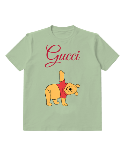 Sage Green Winnie The Pooh Stretching Graphic T-Shirt - front product view