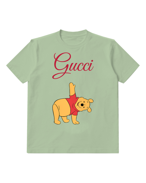 Sage Green Winnie The Pooh Stretching Graphic T-Shirt - front product view