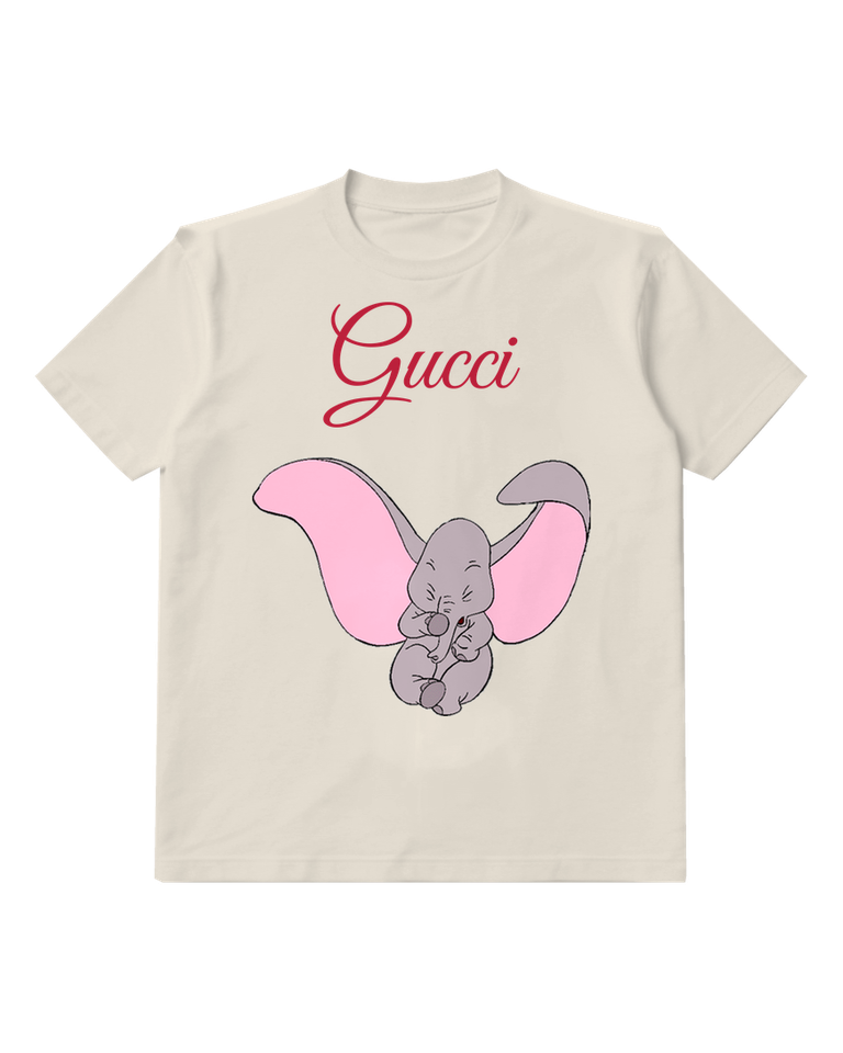 Ivory Baby Elephant With Pink Ears Graphic T-Shirt - front product view