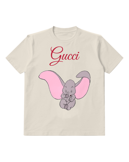 Ivory Baby Elephant With Pink Ears Graphic T-Shirt - front product view