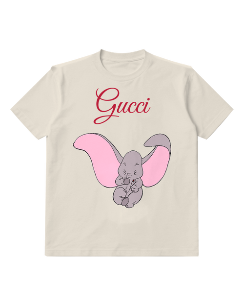 Ivory Baby Elephant With Pink Ears Graphic T-Shirt - front product view