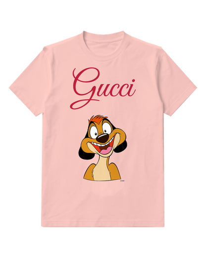 Blush Pink Timon Smiling Wide Eyed Joyful Expression Graphic T-Shirt - front product view