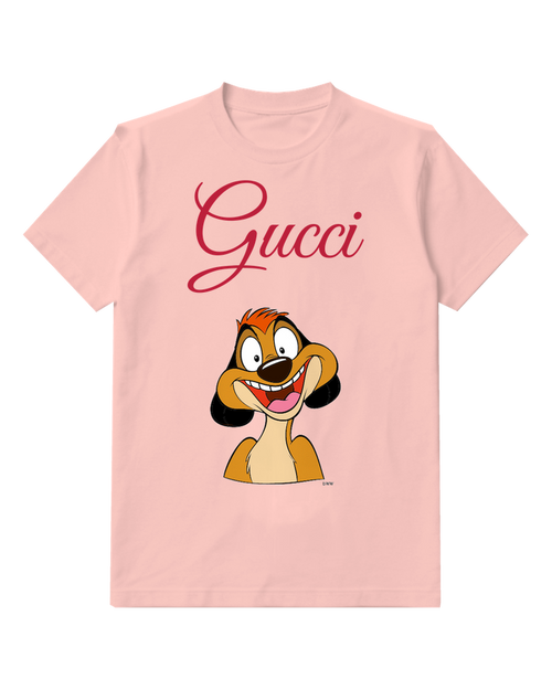 Blush Pink Timon Smiling Wide Eyed Joyful Expression Graphic T-Shirt - front product view