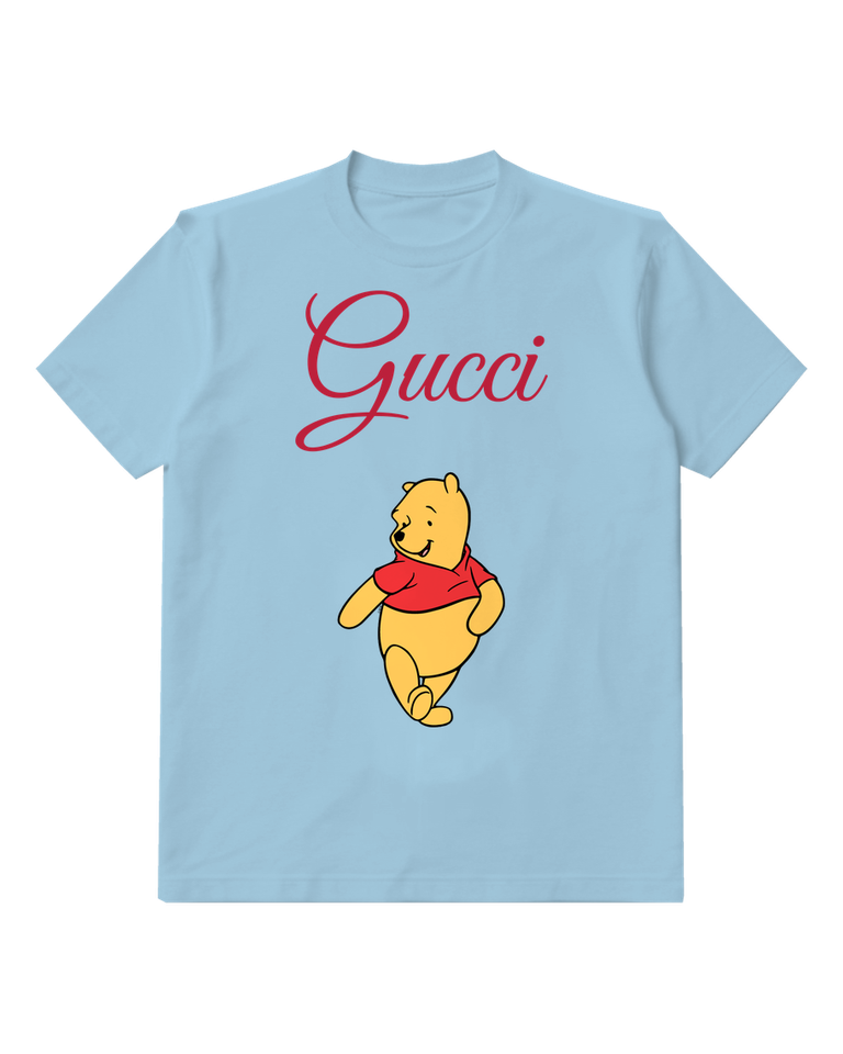 Sky Blue Winnie The Pooh Walking Forward Graphic T-Shirt - front product view