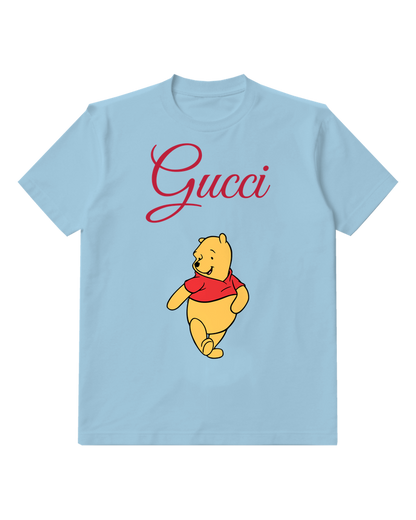 Sky Blue Winnie The Pooh Walking Forward Graphic T-Shirt - front product view