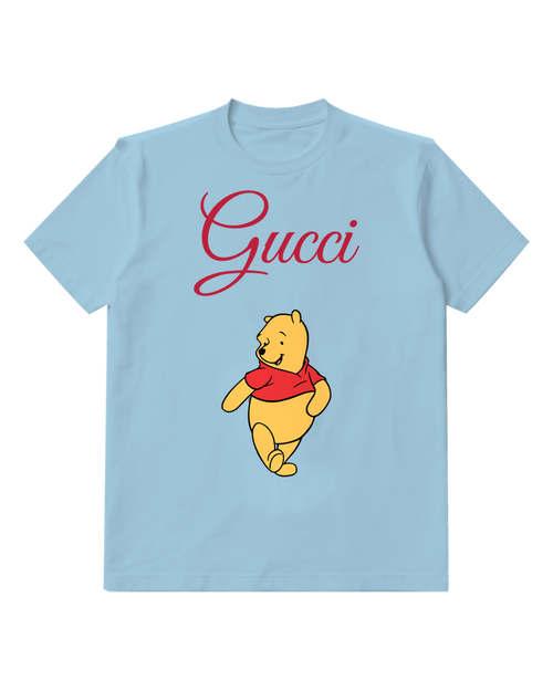 Sky Blue Winnie The Pooh Walking Forward Graphic T-Shirt - front product view