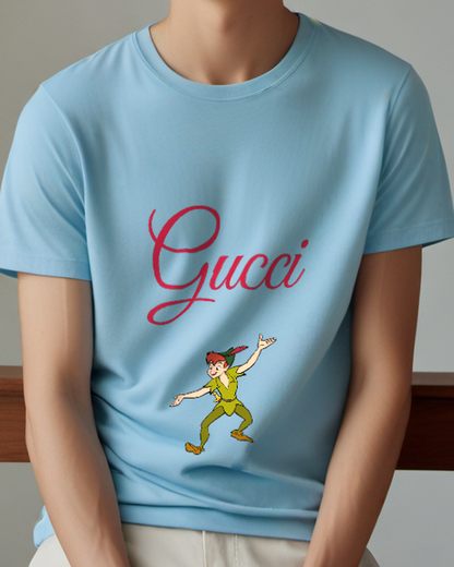 Dusty Blue Green Clad Boy Outstretched Arms Graphic T-Shirt - model wearing view