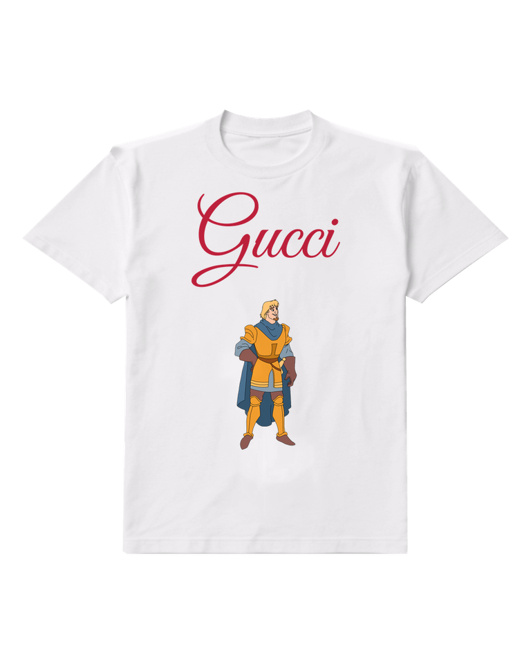 White Armored Blond Knight Graphic T-Shirt - front product view