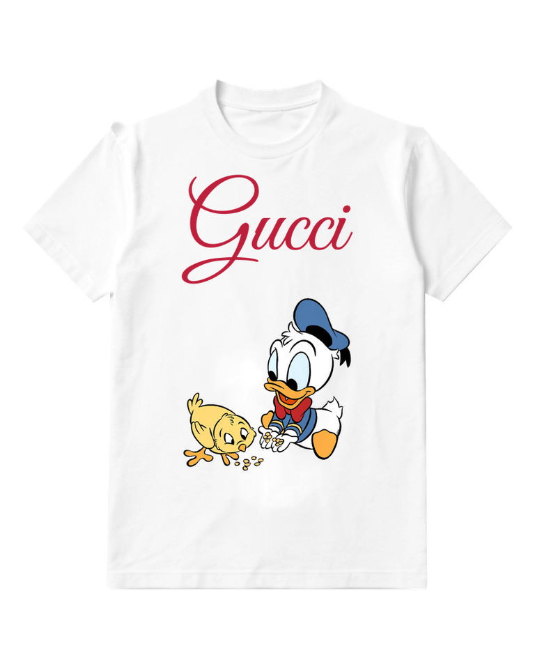 White Donald Duck Feeds Chick Seeds Graphic T-Shirt - front product view