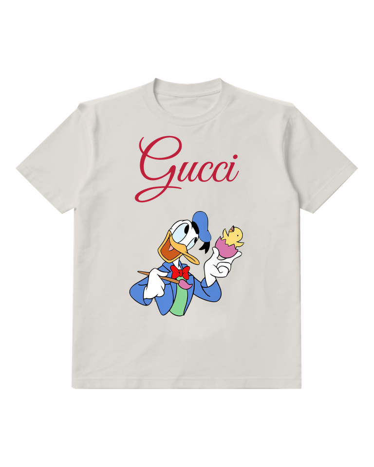 Light Gray Donald Duck Holding Egg And Brush Graphic T-Shirt - front product view