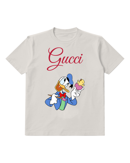 Light Gray Donald Duck Holding Egg And Brush Graphic T-Shirt - front product view