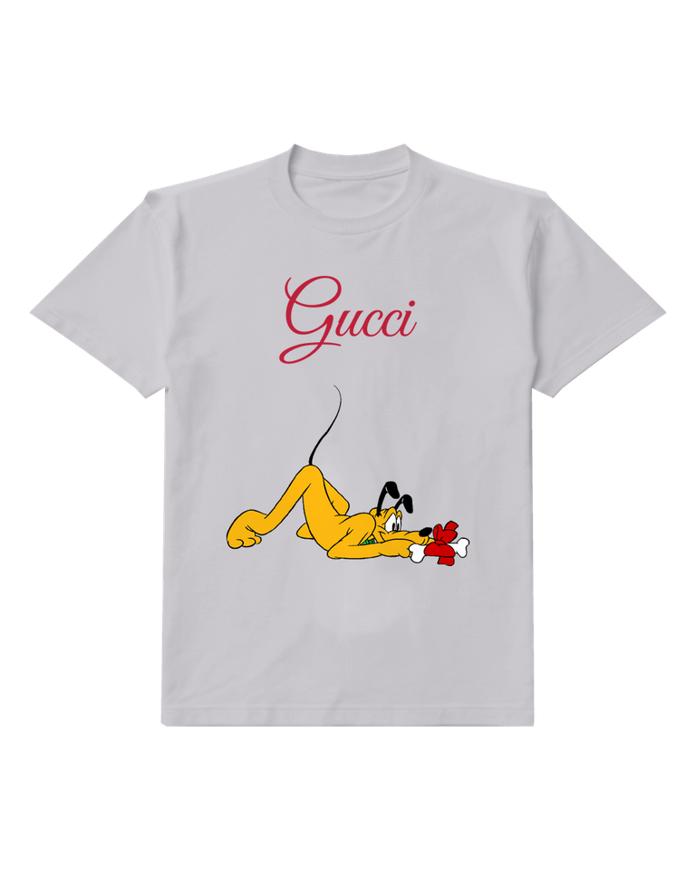 Light Gray Pluto Lying On Back Graphic T-Shirt - front product view