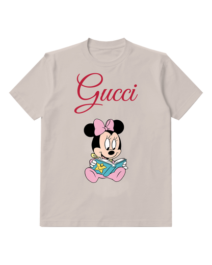 Light Gray Baby Mouse Open Book Graphic T-Shirt - front product view
