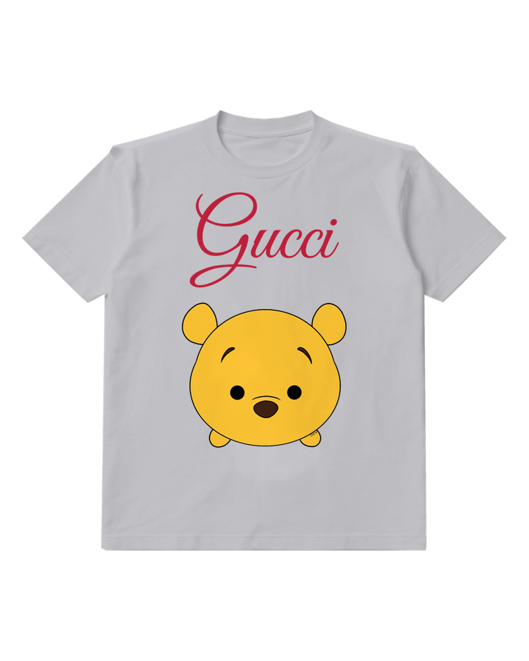 Light Gray Yellow Bear Face Graphic T-Shirt - front product view