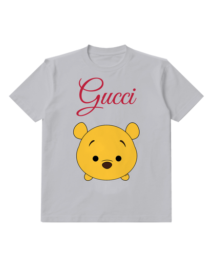 Light Gray Yellow Bear Face Graphic T-Shirt - front product view