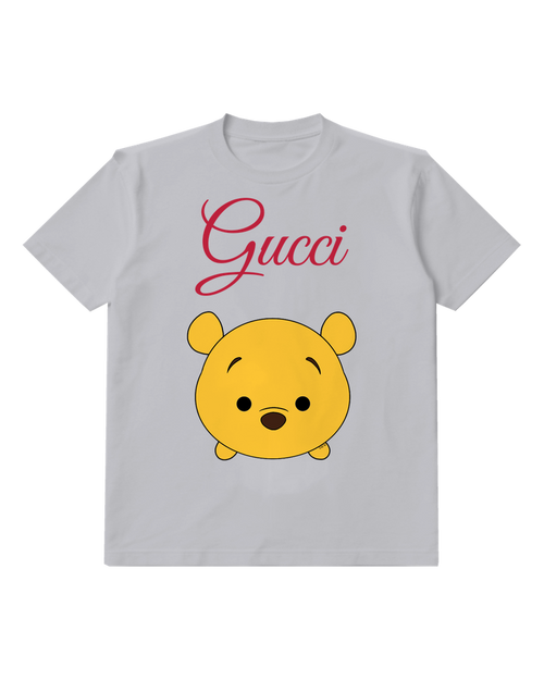 Light Gray Yellow Bear Face Graphic T-Shirt - front product view