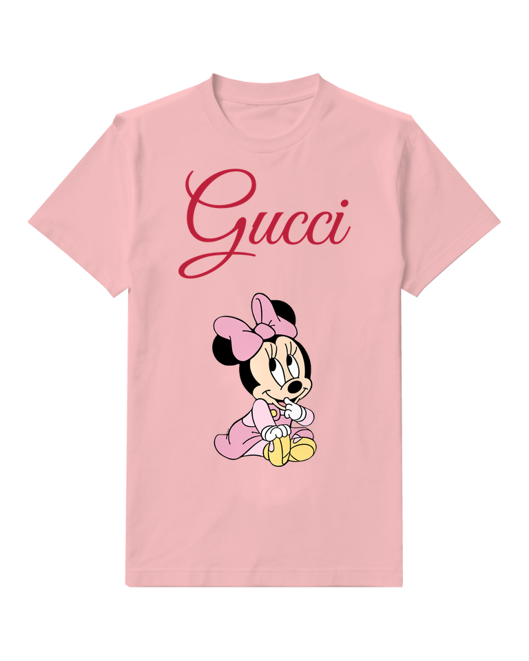 Blush Pink Baby Minnie Mouse Sitting Cross Legged Graphic T-Shirt - front product view
