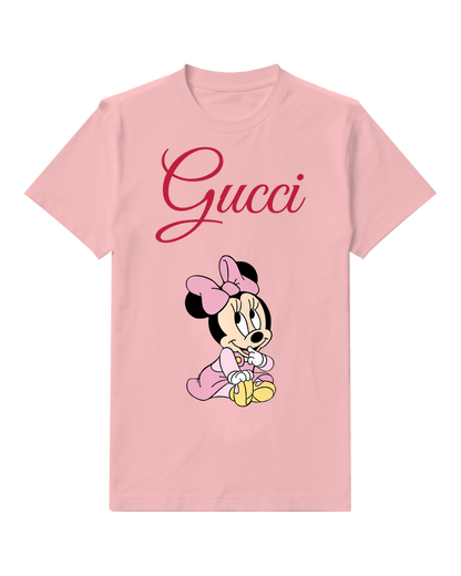Blush Pink Baby Minnie Mouse Sitting Cross Legged Graphic T-Shirt - front product view