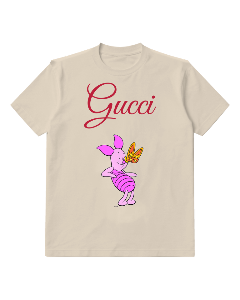 Ivory Piglet Sniffs Butterfly Graphic T-Shirt - front product view