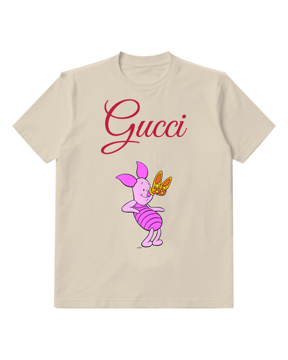 Ivory Piglet Sniffs Butterfly Graphic T-Shirt - front product view