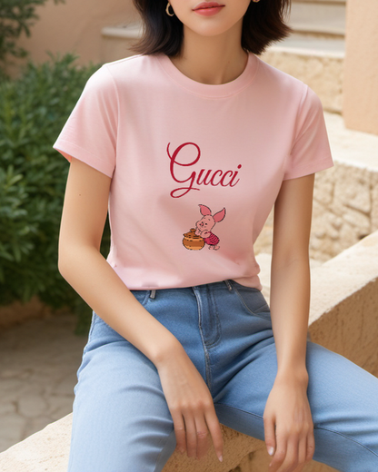 Blush Pink Piglet Honey Pot Graphic T-Shirt - styled view 5