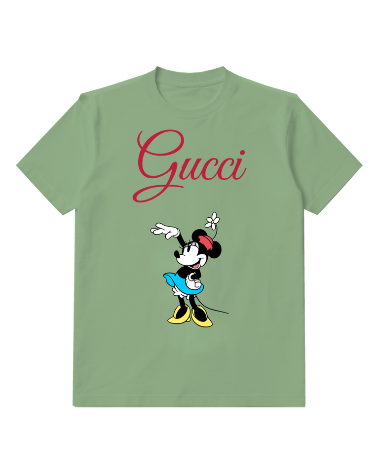 Sage Green Minnie Mouse Waving Cheerfully Graphic T-Shirt - front product view