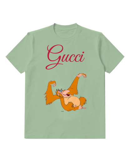 Sage Green Louie Swinging Joyfully In Air Graphic T-Shirt - front product view
