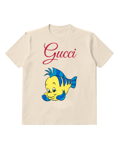 Ivory Smiling Striped Yellow Fish Graphic T-Shirt - front product view