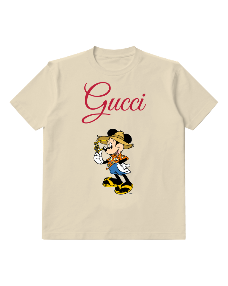 Ivory Mickey Mouse In Straw Hat And Sandals Graphic T-Shirt - front product view