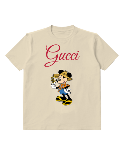 Ivory Mickey Mouse In Straw Hat And Sandals Graphic T-Shirt - front product view
