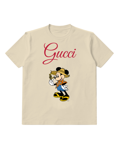 Ivory Mickey Mouse In Straw Hat And Sandals Graphic T-Shirt - front product view