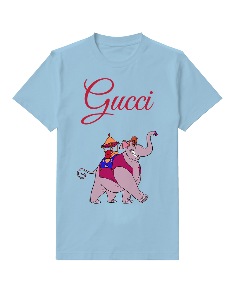Sky Blue Pink Elephant Rider Graphic T-Shirt - front product view