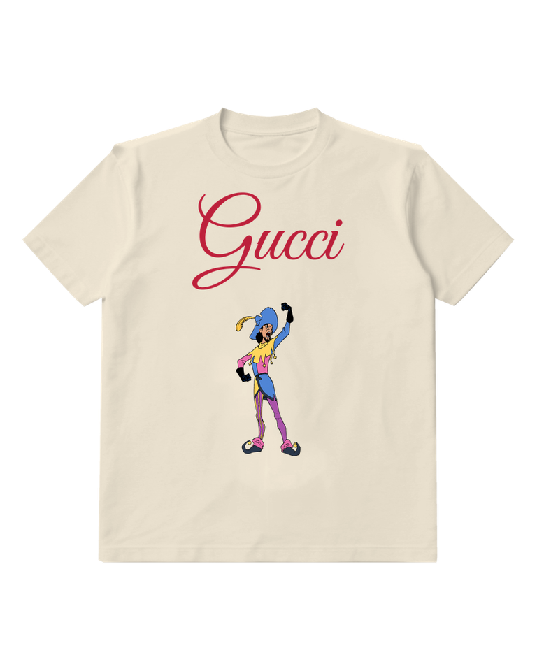Ivory Colorful Jester Raised Hand Graphic T-Shirt - front product view