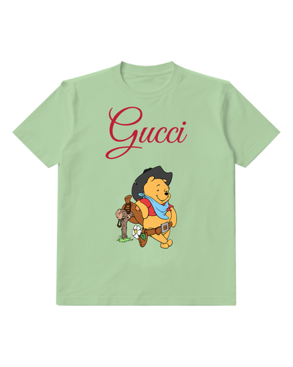 Sage Green Bear Traveler Hat Graphic T-Shirt - front product view