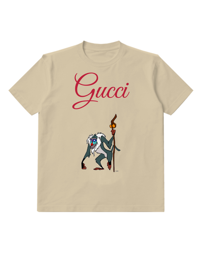 Beige Rafiki Holding Staff With Fruit Graphic T-Shirt - front product view