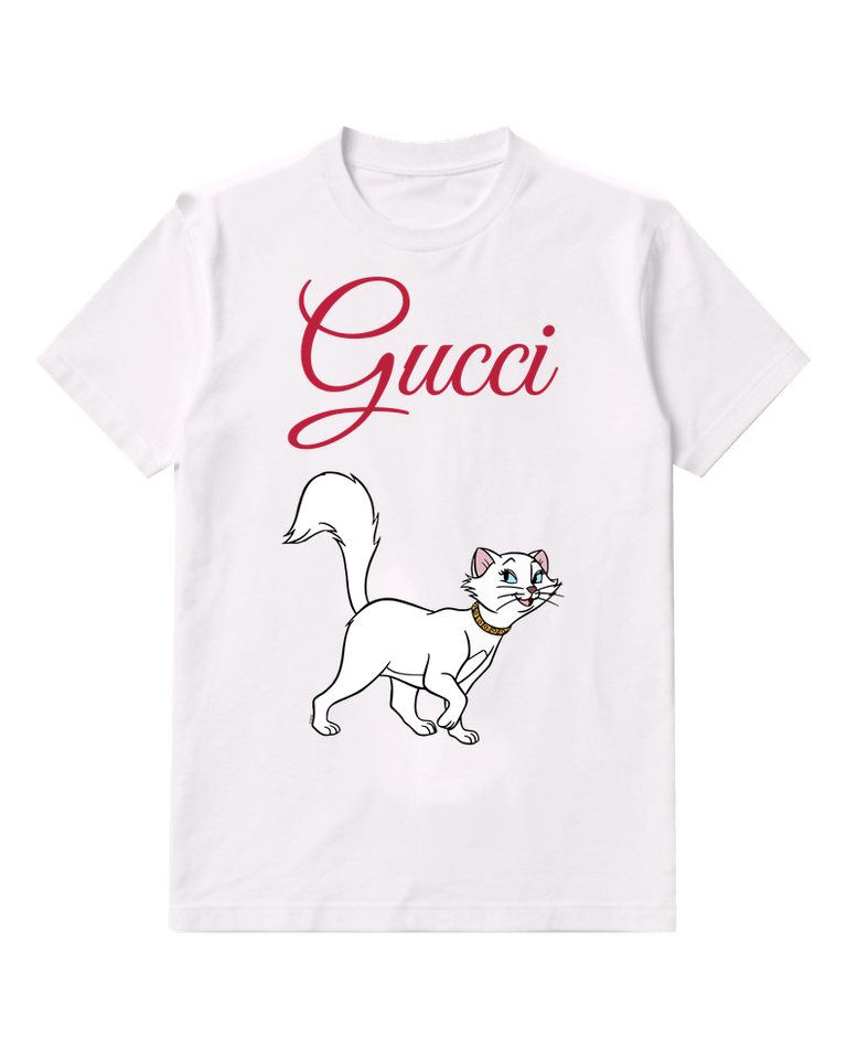 White White Cat In Playful Stance Graphic T-Shirt - front product view