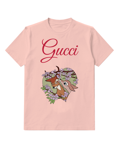 Blush Pink Woodland Deer Floral Circle Graphic T-Shirt - front product view