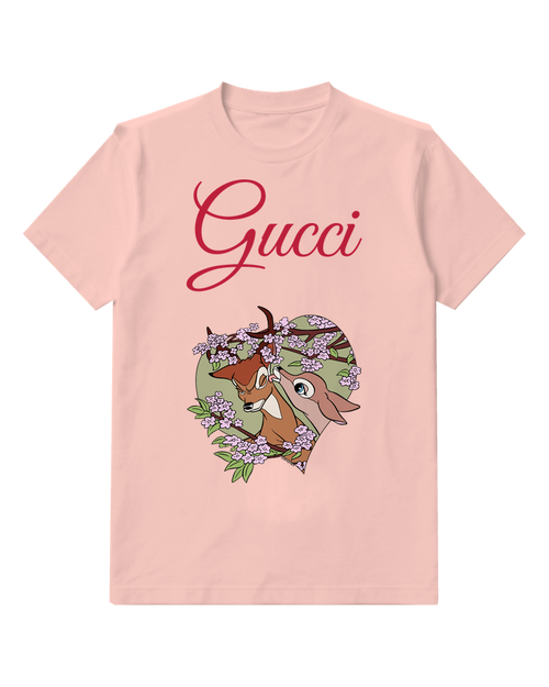 Blush Pink Woodland Deer Floral Circle Graphic T-Shirt - front product view