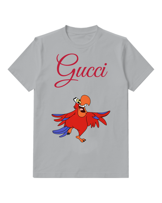Light Gray Open Wing Red Parrot Graphic T-Shirt - front product view