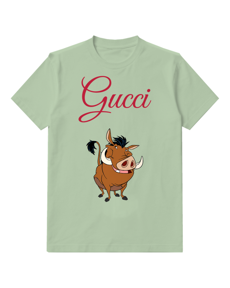 Sage Green Smiling Warthog Graphic T-Shirt - front product view
