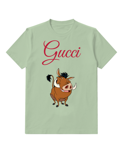 Sage Green Smiling Warthog Graphic T-Shirt - front product view