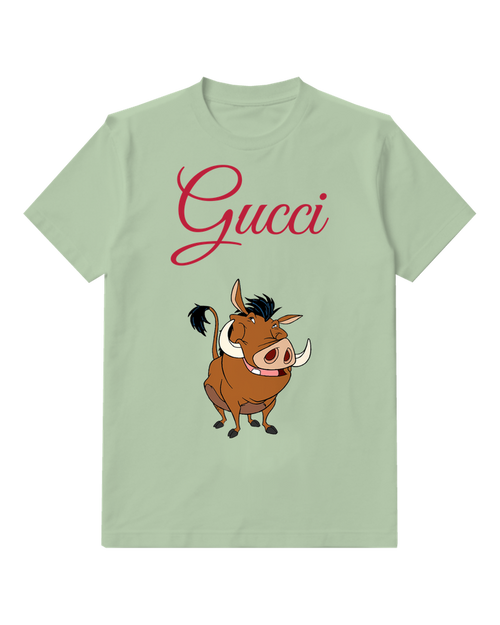 Sage Green Smiling Warthog Graphic T-Shirt - front product view