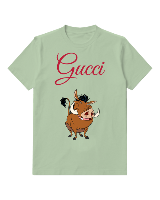 Sage Green Smiling Warthog Graphic T-Shirt - front product view