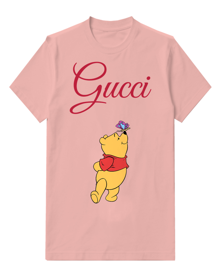 Blush Pink Winnie The Pooh Reaching For Butterfly Graphic T-Shirt - front product view
