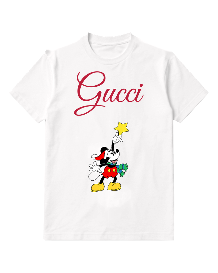 White Mickey Mouse Holds Star Aloft Graphic T-Shirt - front product view