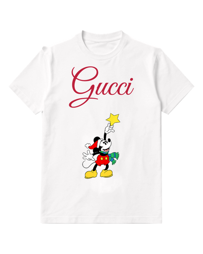 White Mickey Mouse Holds Star Aloft Graphic T-Shirt - front product view