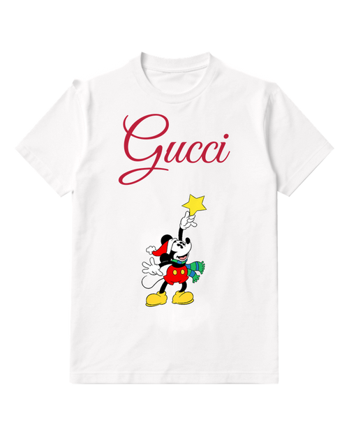 White Mickey Mouse Holds Star Aloft Graphic T-Shirt - front product view